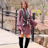LOFT Purple Ruffle Sleeve Dress- Size XS