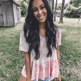 Citrus Lemon White/Coral Tie Dye Top- Size S