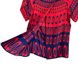 Britt Ryan Red/Navy Pattern with Split Back and Gold Button Detail Top- Size M