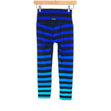 K-Deer Black And Blue Striped High Waisted Capri Leggings- Size S (Inseam 20")