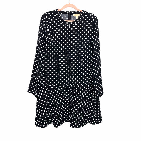 Michael Kors Black and White Polka Dot Drop Waist Dress- Size 12