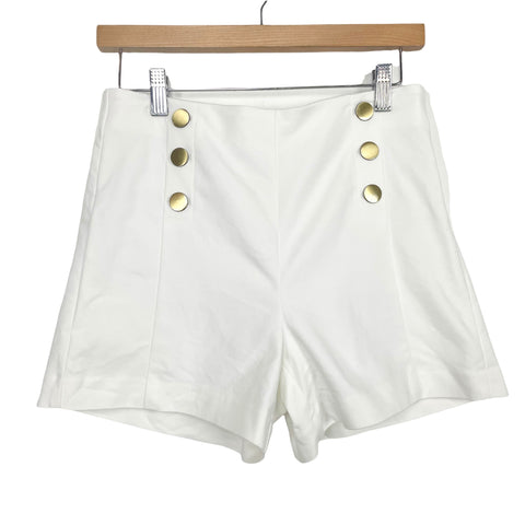 LOFT White High Waisted Button Front Shorts NWT- Size 0 (sold out online)