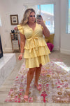 Eloquii Yellow Ruffle Belted Dress NWT- Size 14 (sold out online)