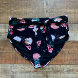 Pink Desert Black Le Fleur Tie Front High Waisted Bikini Bottoms- Size XL