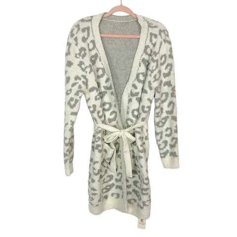 Comfyluxe Ivory/Gray Animal Print Super Soft Cardigan NWT- Size ~S (see notes)