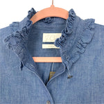 J Crew Chambray Ruffle Collar Classic Fit Button Down NWT- Size 0 (see notes)