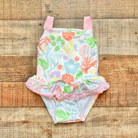 The Beaufort Bonnet Coral/Fish Swimsuit- Size 6-12M