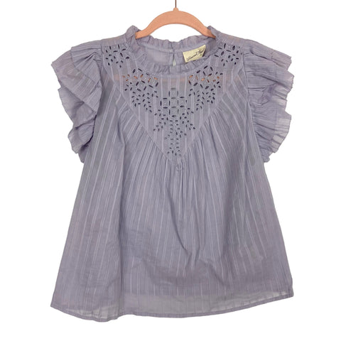 Universal Thread Light Purple Eyelet Flutter Sleeve Top- Size S