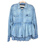 Free People by We the Free Denim Snap Up Babydoll Top- Size XS (sold out online)