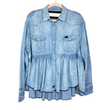 Free People by We the Free Denim Snap Up Babydoll Top- Size XS (sold out online)