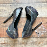 Brian Atwood Iridescent Snakeskin Leather Heels- Size 6