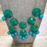No Brand Teal Drop Pendant with Aqua Beads Necklace