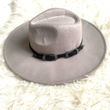 No Brand (Pink Lily) Grey Velour Wide Brim Hat