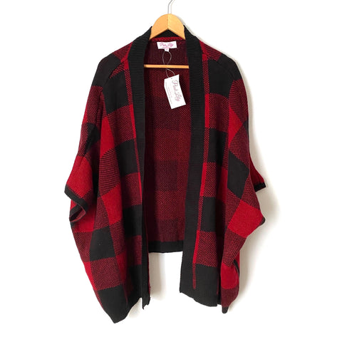 Pink Lily Buffalo Plaid Poncho Cardigan NWT- Size S