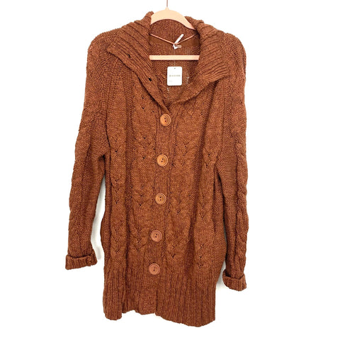Free People Brown Button Up Sweater Cardigan NWT- Size XS