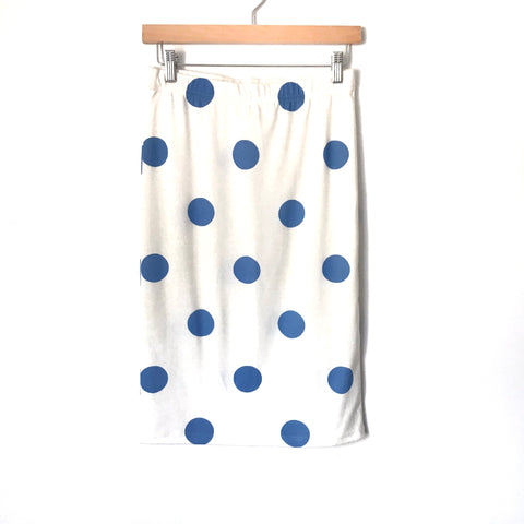 No Brand Blue Polka Dot Cotton Pencil Skirt- Size S