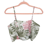 Pink Lily Palm Print Crop Top- Size M (we have matching kimono and shorts)