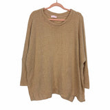 Pink Lily Tan Side Slit Cherish Top- Size S