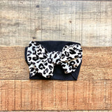 Baby Bling Infant Black with Black/White Velvet Animal Print Bow Thick Headband