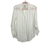 Abercrombie & Fitch White Boyfriend Button Up Roll Tab Top- Size L