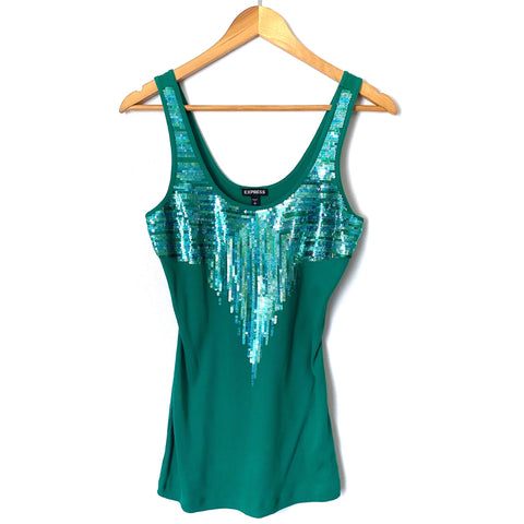 Express Green Sequin Embellished Top- Size S