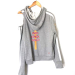 Peace Love World Grey Hoodie Sweater One Shoulder Cut Out NWT- Size S