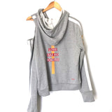 Peace Love World Grey Hoodie Sweater One Shoulder Cut Out NWT- Size S