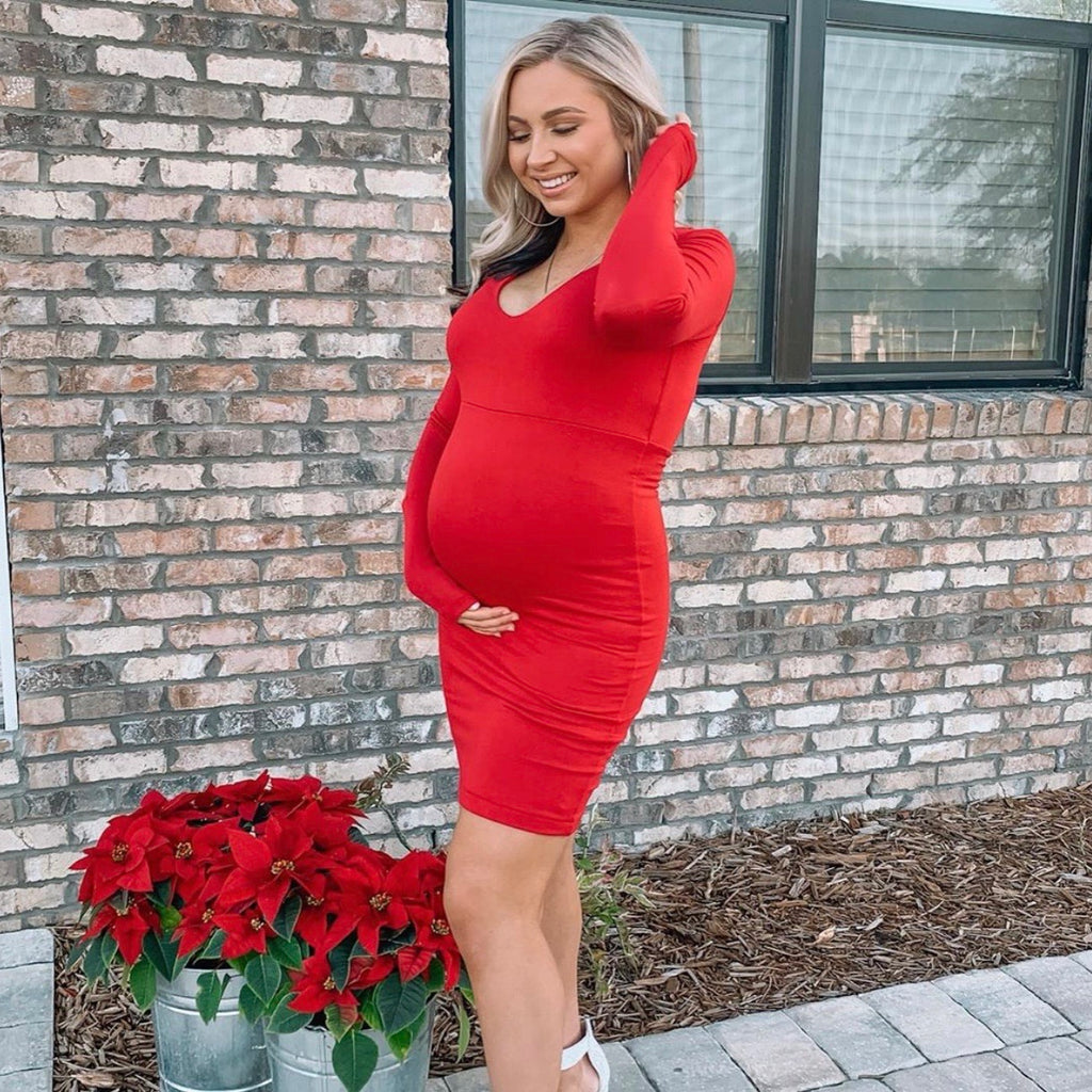 Sexy Mama Maternity Red Dress- Size 1 – The Saved Collection