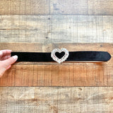 Kate Spade Black Velvet with Crystal Heart Buckle Belt- Size S/M