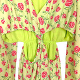 Show Me Your Mumu Lime Green Floral Cutout Mini Dress- Size XXL