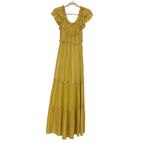 Pinch Mustard Ruffle Off the Shoulder Dress NWT- Size S