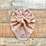 Bunny Knots Mocha Eyelet Bow Headwrap- Size NB