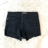 JustUSA Black Distressed Button Up Denim Shorts- Size S