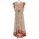 Lovestitch Burnt Orange/White/Gold Metallic Floral Print Dress NWT- Size S