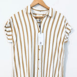 Thread & Supply Mustard Pinstripe Button Up Shirt Dress NWT- Size S