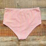 J Crew Coral and White High Waisted Bikini Bottoms- Size XS (BOTTOMS ONLY)