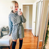 FATE Grey Belted Open Knit Sweater Dress- Size S