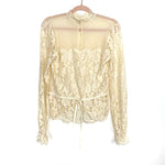 Urban Outfitters Cream Lace Mock Neck Back Waist Tie Blouse- Size S