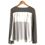 French Connection Grey Long Sleeve with White Ruffle Back Top - Size S