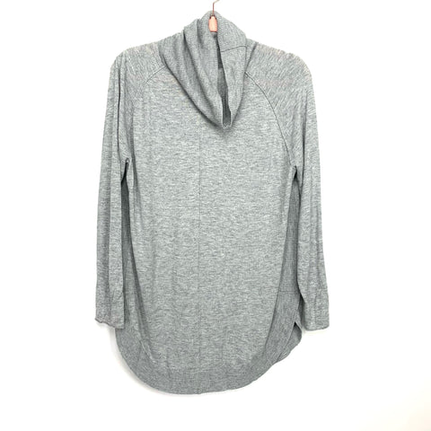 Caslon Light Grey Heathered Cowl Neck Round Hem Top- Size S