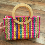 No Brand Multicolor Stripped Rattan Handbag