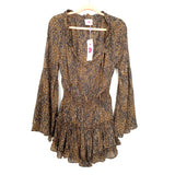 Buddy Love Animal Print Smocked Waist Bell Sleeve Dress NWT- Size S