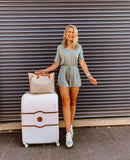 Umgee Olive V-Neck Romper- Size S