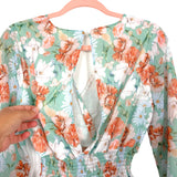 Goodnight Macaroon Mint Floral Wrap Bodice with Open Slit Back Dress NWT- Size S