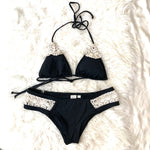 L*Space Black with Tan Crochet Two Piece Bikini- Size M