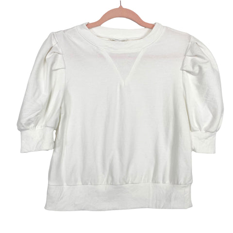 Sugar + Lips Off White Puff Sleeve Top- Size XS