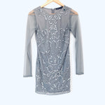Boohoo Grey Sequin Mini Dress with Long Sleeves- Size 2