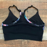 Fabletics Black Floral Print Back Mesh Padded Sports Bra- Size ~S/M (we have matching leggings)