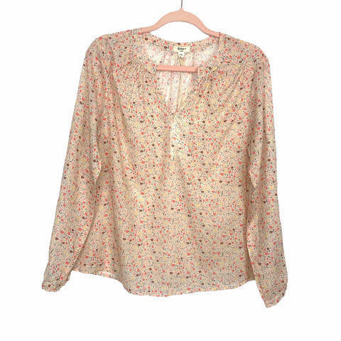 Dylan Floral V-Neck Long Sleeve Semi Sheer Blouse NWT- Size S