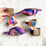 BC Colorful Ankle Strap Block Heels- Size 11